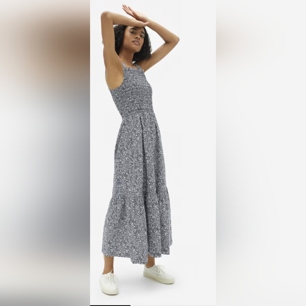 NWOT Everlane floral maxi smocked tiered dress
